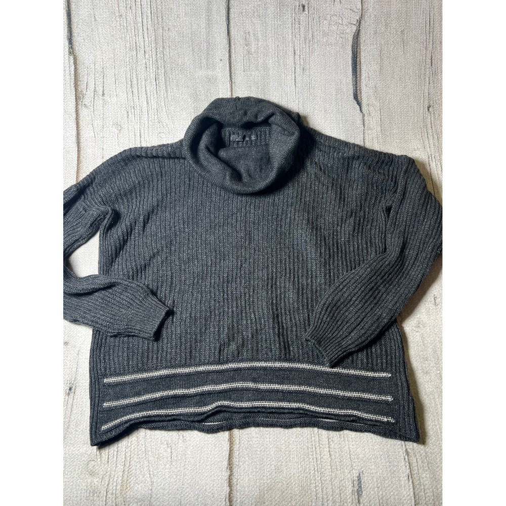 Prana‎ Sweater Womens XL Charcoal Gray Cowl Neck Wool Blend Boho Minimalist